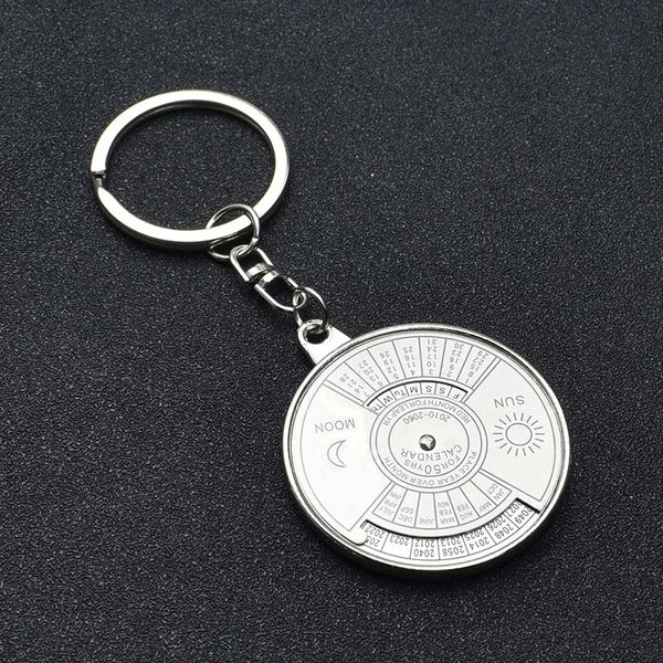 Silver Key Anelli 50 anni Perpetual Calendar Designs Portachiavi in ​​metallo Portachiavi in ​​metallo Portachiavi in ​​lega Keychain Catena Gioielli Hot Cheap Promozione Regali