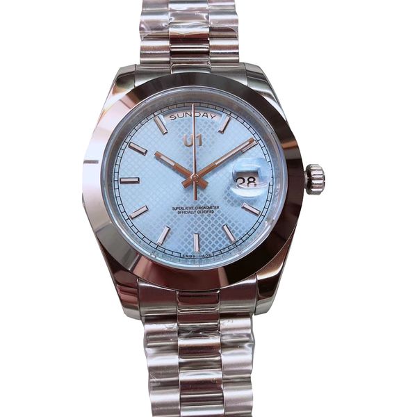 

mens watch day-date 40 olive green dial platunum blue automatic mechanical sapphire glass president stainless steel wristwatches, Slivery;brown