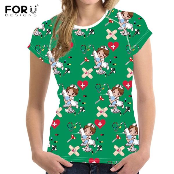 

forudesigns nursing t shirts for women cartoon style girl summer short sleeve fashion breathable female t-shirts green/red, White