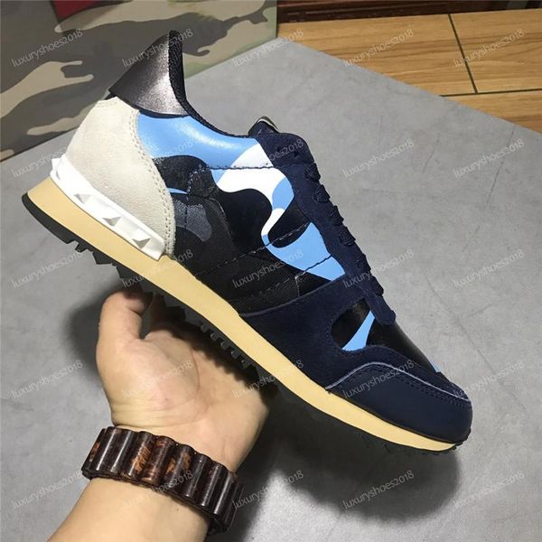 

new color camo suede studded camouflage rock runner sneaker shoes for women men stud casual luxury shoes sneakers chaussures hococal, Black
