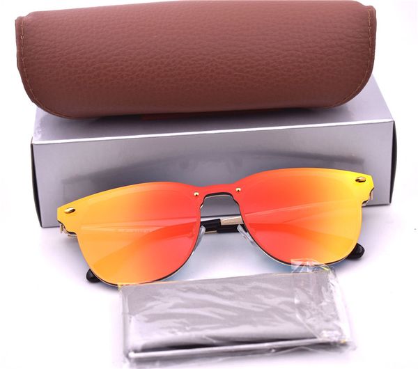 

sunglasses 54mm 50mm color mirror lens metel frame uv400 protection style sunglasses for men women with box and case, White;black