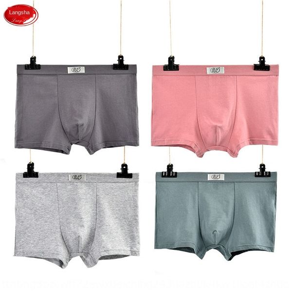 

langsha underwear men's pure cotton men's youth cotton boxer pants large underwear and shorts size four-corner shorts, Black;white