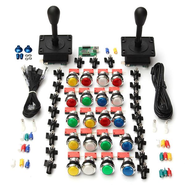 Arcade DIY Kit 2 HAPP Estilo Joysticks 20 botões LED 2 Player Encoder USB