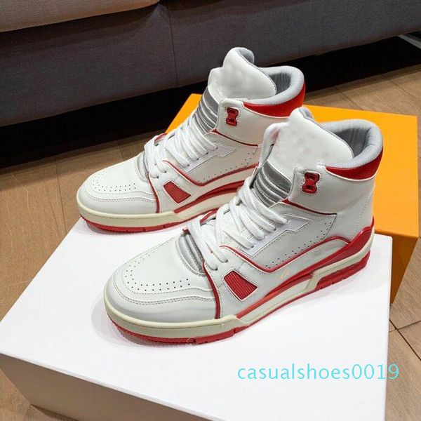 

тройной кожаный sneaker мужчины высокий урожай sneaker женская обувь luxury des chaussures красный белый кожаный плоские туфли lace-up звезд, Black
