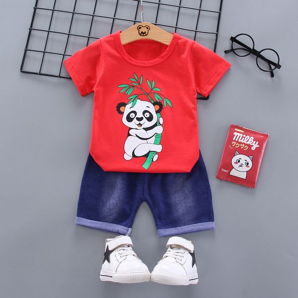 

4 sets/lot) 2020 summer boy's cothing set panda pattern 052406, White