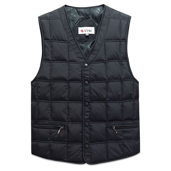 

duck down sleeveless jacket for men winter windbreaker parka warm thick vest male casual outerwear snow waistcoat with pockets, Black