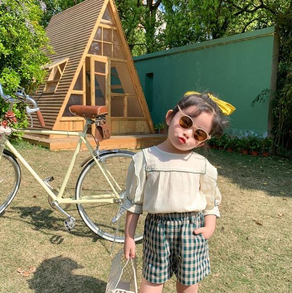 

2020 нове девђки 2 комплек блђзка + клеае оѬ ление лопаобђмажне ко, White