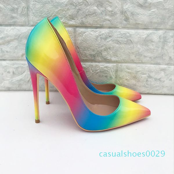 

rainbow high heelscolorful rainbow printed pointed toe stiletto high heels woman lady female 12cm 10cm 8cm high heel shoes pump c29, Black