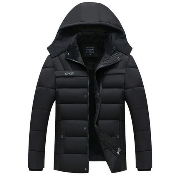 

2020 men's winter jacket thickness warm hat detachable jacket simple bottom practical parka windproof snow large, Black