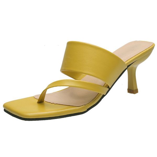 

2020 summer new candy color set toe high heel slippers fine heel women's sandals and slippers wholesale, Black