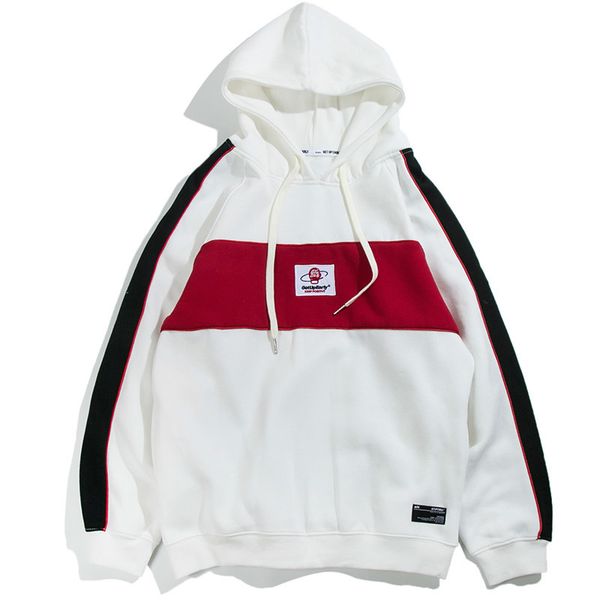 

cotton casual streetwear men hoodies sweatshirts warm vintage color block fashion pullover hoodie sweatshirts mt24, Black