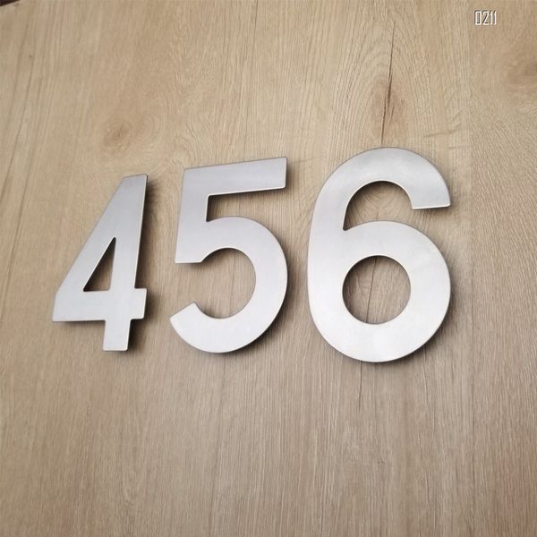 

6 in. brushed 304 stainless steel large floating modern house number signs 0-9