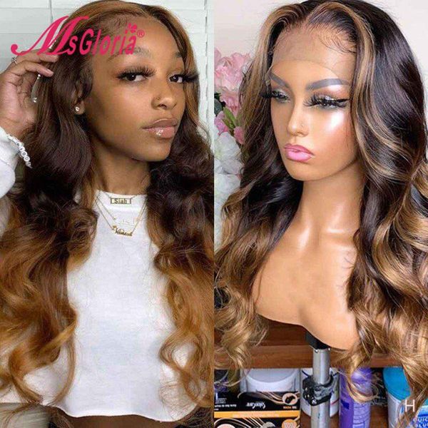 

13*6 lace front human hair wigs brazilian body wave hair wig pre plucked honey blonde remy lace wig with highlight 150% density, Black;brown