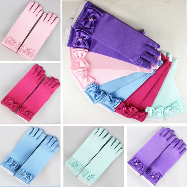 

kids girls long gloves with bow pearl baby halloween christmas glove for cosplay costume dress up wedding party prom gloves an2391