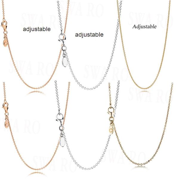 

925 silver adjustable flat head necklace simple and fashionable with beaded pendant basic necklace diy original women jewelry