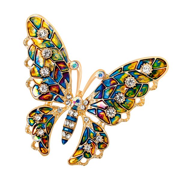 

colorful rhinestone enamel butterfly wedding party brooch pin girls jewelry, Gray