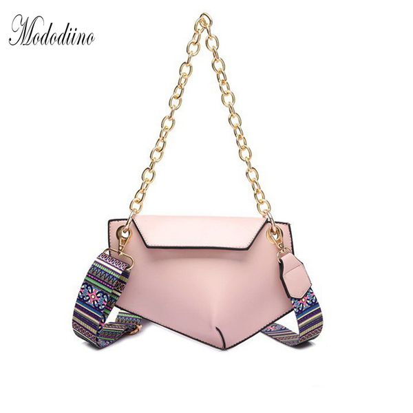 

mododiino chains crossbody bag luxury women bags colorful wide strap shoulder bag pu leather chest messenger bags dnv1400