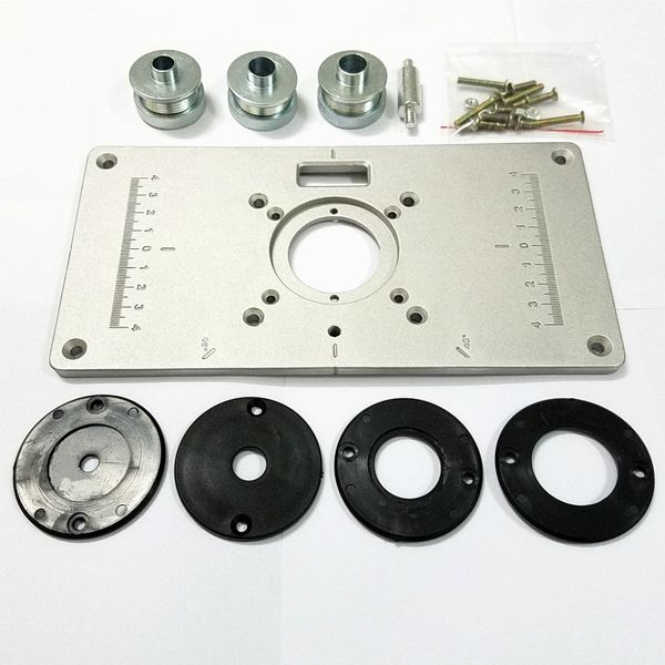 

1pc/set new 700c aluminum plate 4pcs insert rings wood router table for woodworking trimmers routers diy engrving machine