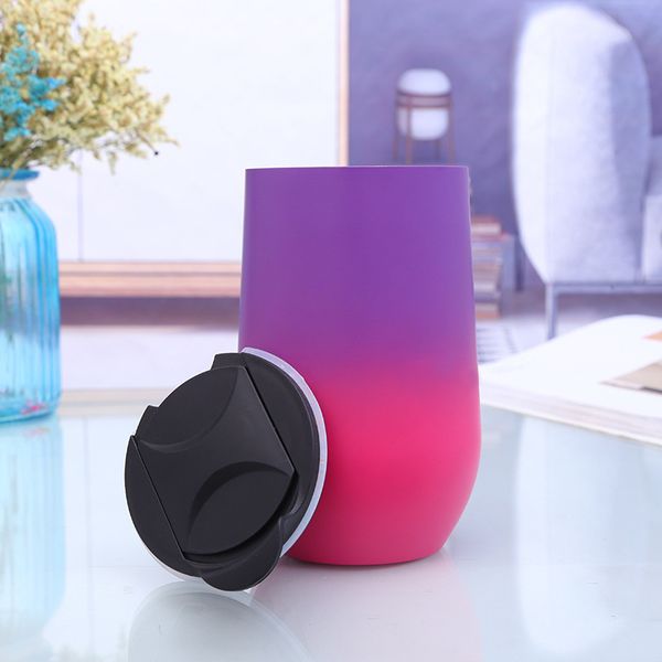 

classic 12oz (ounce) wine tumbler cup mug with sliding spill proof lid and custom engraved logo