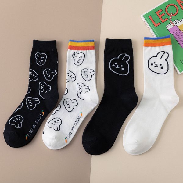 

новый мультфильм японский kawaii симпатичные летние подарки для носки хлопок женщины смешные счастливый случайные корейский harajuku счастли, Black;white