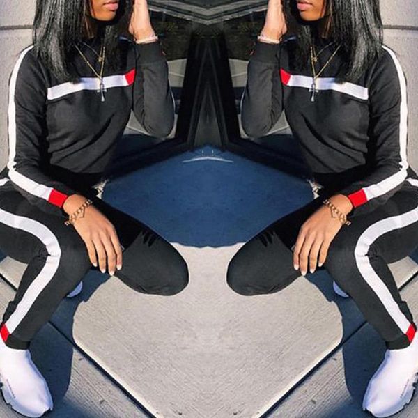 

2pcs women sports crop pants tracksuit sweatshirt sweat suit jogging set, White