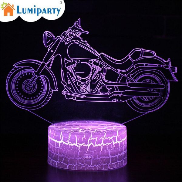 

lumiparty creative 3d led motorcycle night lamp touch switch remote control bed light home office decoration gift
