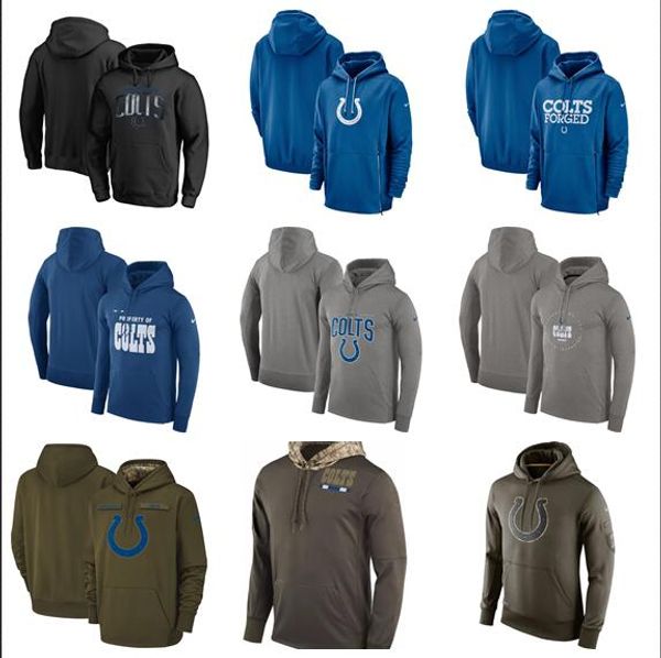 

2019 style men colts salute to service sideline therma performance mitchell & ness classic teampullover hoodie - olive bule, Blue;black