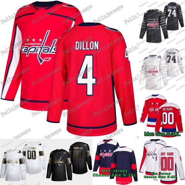

4 brenden dillon washington capitals braden holtby alex ovechkin john carlson evgeny kuznetsov jakub vrana radko gudas backstrom jersey, Black;red