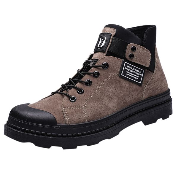 

men winter casual boots thick-soled lace-up winter tooling shoes plus size high boots for mens 39-44, Black