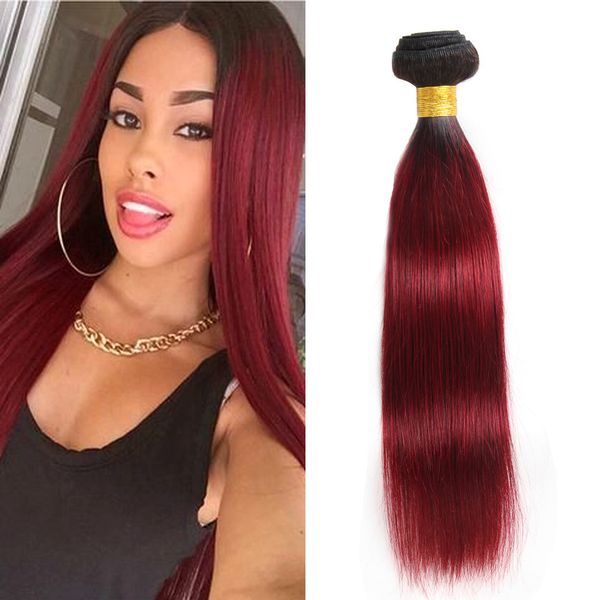 Dressmaker 1b Bug Straight Human Hair 1 Bundle Brazilian Ombre Two