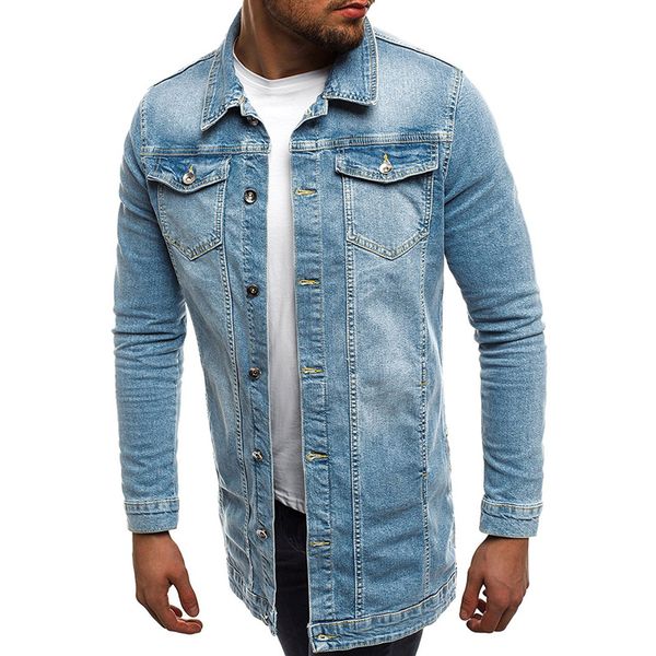 

men's fashion single breasted denim jacket 2020 men long coats, Black;brown