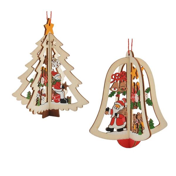 

ty 1pc christmas tree ornaments hanging xmas tree home party decor 3d pendants bells christmas wooden pendant decoration