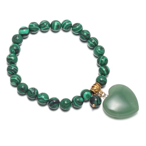 

2019 new natural stone bead malachite bracelets green aventurine pendant jewelry for women bracelets birthday gift length 18.5cm, Black