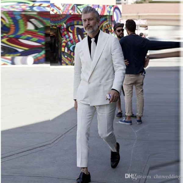 

casual men business ivory linen suits groom wedding tuxedo 2piece groomsmen attires bridegroom outfits man blazer terno masculino, Black;gray