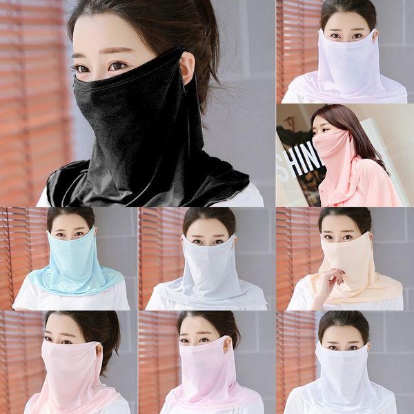 

xer1r ice face mask cycling silk face summer anti-uv anti-sweat breathable running sun protection sports scarf scarf mask, Black