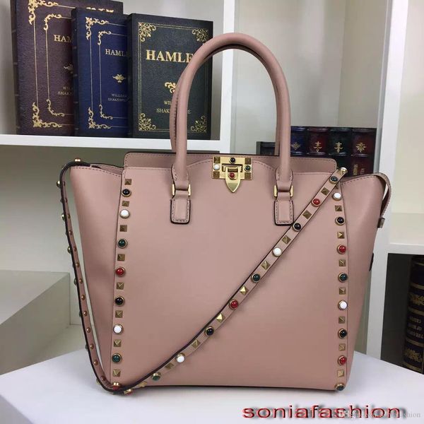 

new styles women bag genuine leather color rivet women shoulder bag tot bags