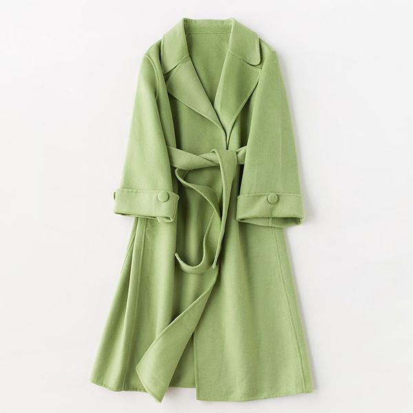 

2019 autumn and winter explosion models double-sided cashmere coat wool wool women's jacket belt women's clothing, Black