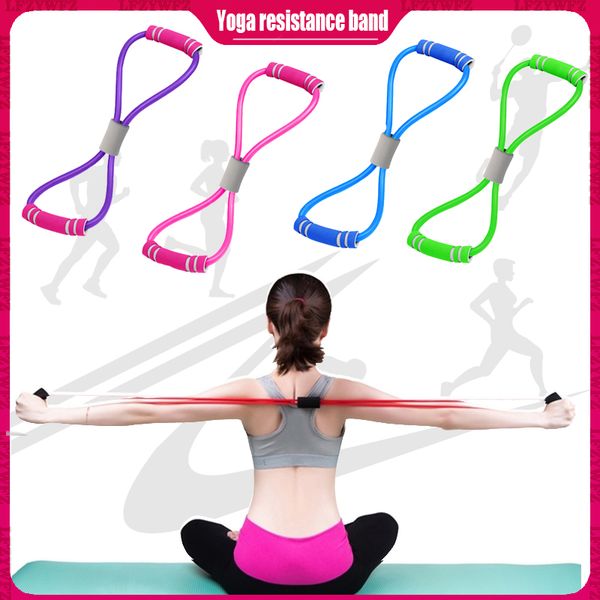

2020 yoga gum fitness resistance 8 word chest expander rope workout muscle fitness rubber elastic bands for sports exercise