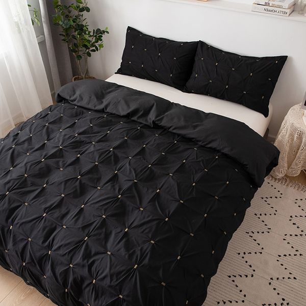 

elegant quilt cover pillowcase beddings set soft superior dacron sanding solid color three-piece suit quilt cover pillowcase