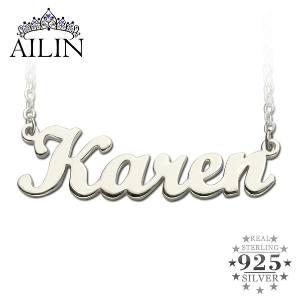 KAREN Style Nom Collier Personnalisé Nom Collier Cadeau Idéal Livraison gratuite