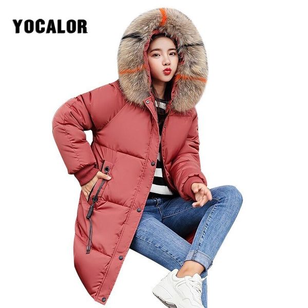 Taglie forti Cappotti con cappuccio in pelliccia invernale Cappotto lungo in cotone Giacca imbottita trapuntata Donna Parka caldo Feminina Capispalla Parka Abbigliamento da neve Uk