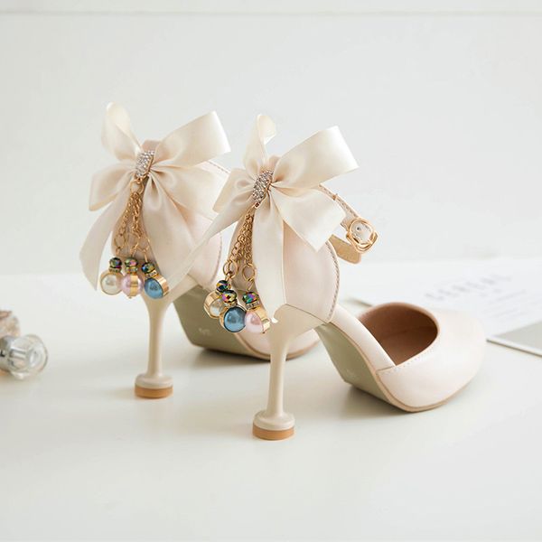 

japanese style simple all-match evening shoes thin heeled baotou girl's high heels fashion bow buckle belt size sandals, Black