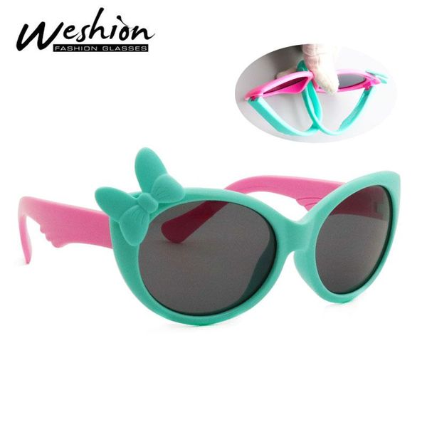 

cat eye kids sunglasses polarized children 2018 bow sun glasses for girl pink flexible brand designer spectacles uv400 oculos wpmis, Blue