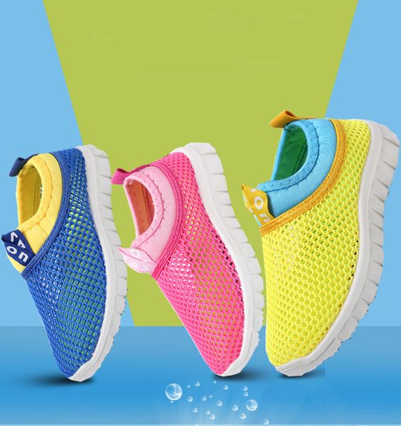 

kid sneakers boys and girls net shoes small white shoes children breathable hollow net shoes are not easy to take off feet, Black;red