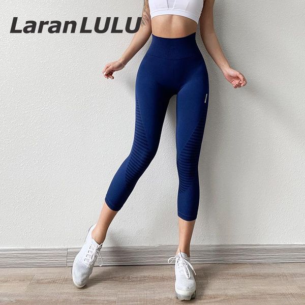 

2020 new summer compression pants 3/4 running leggings tights gym high waist sports fitness yoga pants training female push up, Black;blue