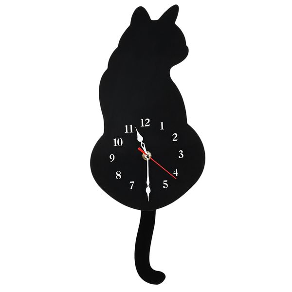 

cute cat wall clock kit with real simulation swinging tail