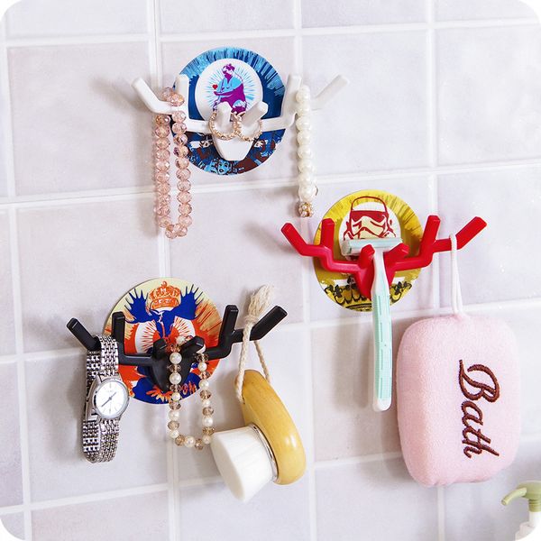 

1pcs pp paste hook антлерс кухня ванная 6angles одежда hat многофункциональные strong креативность никаких следов ногтей свободной конфеты ц