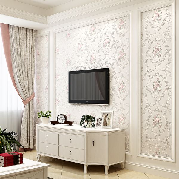 

high-end american wallpaper small floral flowers fresh rural style warm bedroom tv background wall paper european-style living room dining