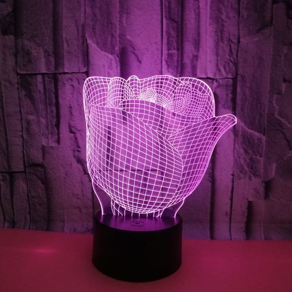 

2018 внешняя торговля любитель раздел роза 3d лампа красочные сенсорный пульт дистанционного управления led vision usb 3d настольная лампа
