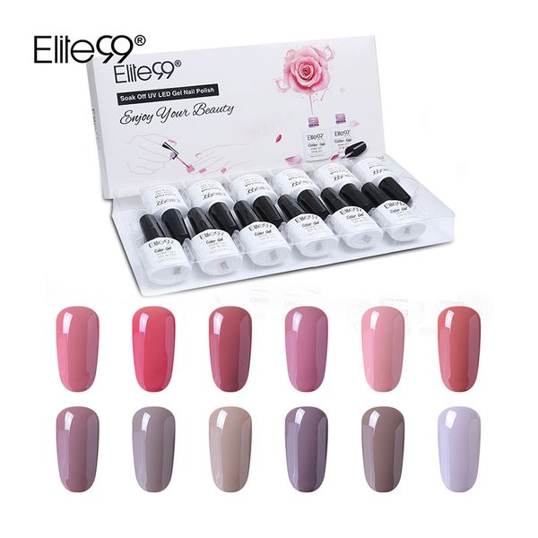 

elite99 12 pieces nail gel gift set pure color series gel nail polish vernis semi permanent nude enamel lacquer hybrid varnish, Red;pink